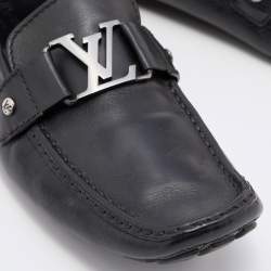 Louis Vuitton Black Leather Monte Carlo Slip On Loafers Size 43.5