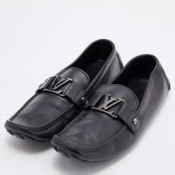 Louis Vuitton Black Leather Monte Carlo Slip On Loafers Size 43.5
