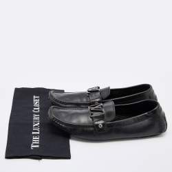 Louis Vuitton Black Leather Monte Carlo Slip On Loafers Size 43.5