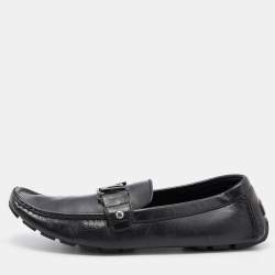 Louis Vuitton Black Leather Monte Carlo Slip On Loafers Size 43.5