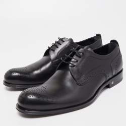 Louis Vuitton Black Brogue Leather Lace Up Oxfords Size 41