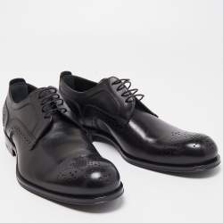 Louis Vuitton Black Brogue Leather Lace Up Oxfords Size 41