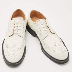 Pre Owned Louis Vuitton White Leather Lace Up Derby Size 43.5