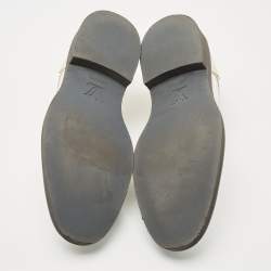 Pre Owned Louis Vuitton White Leather Lace Up Derby Size 43.5