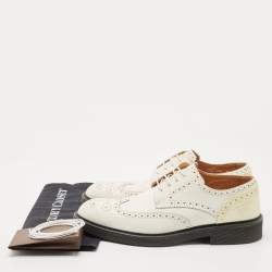 Pre Owned Louis Vuitton White Leather Lace Up Derby Size 43.5