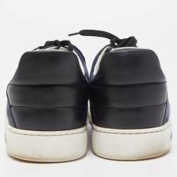 Pre Owned Louis Vuitton Black Leather and Fabric Low Top Sneakers Size 40.5