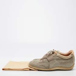 Louis Vuitton Grey/ Beige Canvas and Leather Low Top  Sneakers Size 40