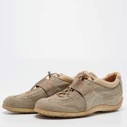 Louis Vuitton Grey/ Beige Canvas and Leather Low Top  Sneakers Size 40