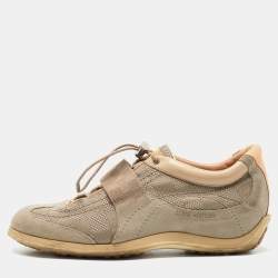 Louis Vuitton Grey/ Beige Canvas and Leather Low Top  Sneakers Size 40