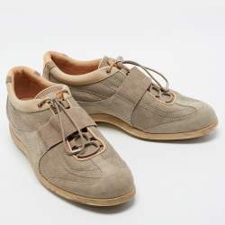 Louis Vuitton Grey/ Beige Canvas and Leather Low Top  Sneakers Size 40