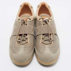 Louis Vuitton Grey/ Beige Canvas and Leather Low Top  Sneakers Size 40