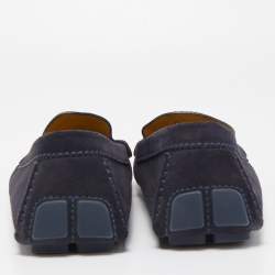 Pre Owned Louis Vuitton Navy Blue Suede Slip On Loafers Size 44.5