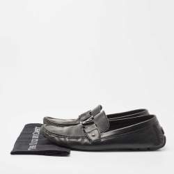 Louis Vuitton Black Leather Monte Carlo Loafers Size 44.5