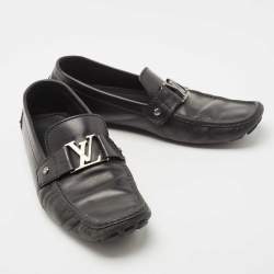 Louis Vuitton Black Leather Monte Carlo Loafers Size 44.5