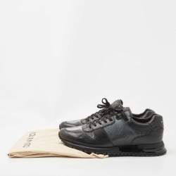 Louis Vuitton Black Leather and Monogram Embossed Iridescent PVC Run Away Sneakers Size 44