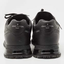 Louis Vuitton Black Leather and Monogram Embossed Iridescent PVC Run Away Sneakers Size 44