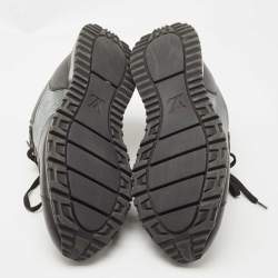 Louis Vuitton Black Leather and Monogram Embossed Iridescent PVC Run Away Sneakers Size 44