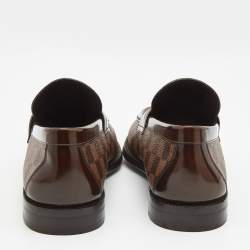 مملوكة مسبقًا Louis Vuitton Brown Damier Canvas and Leather Major Loafers Size 43