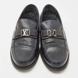 مملوكة مسبقًا Louis Vuitton Navy Blue Leather Major Loafers Size 42.5