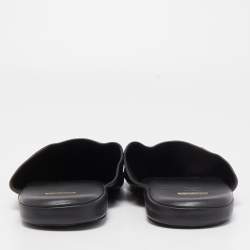 Pre Owned Louis Vuitton x Supreme Black Leather Hugh Mule Flats Size 42