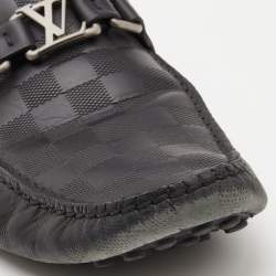 Pre Owned Louis Vuitton Black Damier Infini Leather Hockenheim Slip On Loafers Size 44