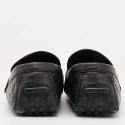 Pre Owned Louis Vuitton Black Damier Infini Leather Hockenheim Slip On Loafers Size 44
