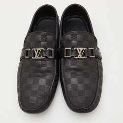 Pre Owned Louis Vuitton Black Damier Infini Leather Hockenheim Slip On Loafers Size 44