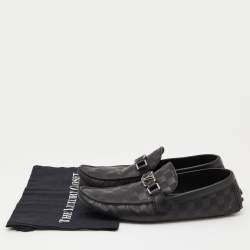 Pre Owned Louis Vuitton Black Damier Infini Leather Hockenheim Slip On Loafers Size 44