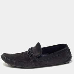 Louis Vuitton Blue Suede Hockenheim Slip On Loafers Size 44