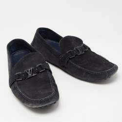 Louis Vuitton Blue Suede Hockenheim Slip On Loafers Size 44