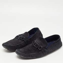 Louis Vuitton Blue Suede Hockenheim Slip On Loafers Size 44