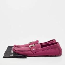 Louis Vuitton Burgundy Leather Monte Carlo Slip On Loafers Size 43.5