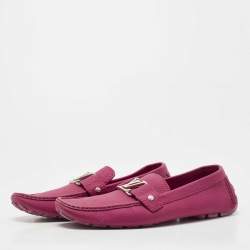 Louis Vuitton Burgundy Leather Monte Carlo Slip On Loafers Size 43.5