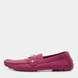 Louis Vuitton Burgundy Leather Monte Carlo Slip On Loafers Size 43.5