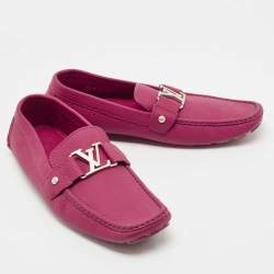 Louis Vuitton Burgundy Leather Monte Carlo Slip On Loafers Size 43.5