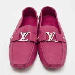 Louis Vuitton Burgundy Leather Monte Carlo Slip On Loafers Size 43.5