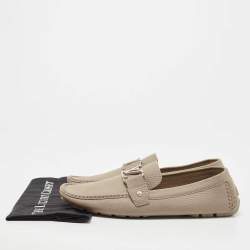 Louis Vuitton Grey Leather Monte Carlo Slip On Loafers Size 43.5