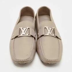 Louis Vuitton Grey Leather Monte Carlo Slip On Loafers Size 43.5