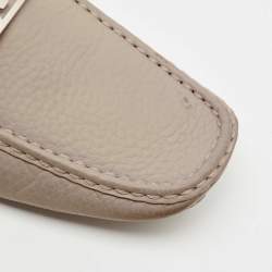 Louis Vuitton Grey Leather Monte Carlo Slip On Loafers Size 43.5