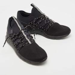 Pre Owned Louis Vuitton Black Mesh and Fabric Fastlane Sneakers Size 43.5