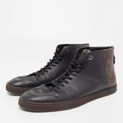 Louis Vuitton Brown/Black Monogram Canvas and Leather Line Up Sneakers Size 43.5 