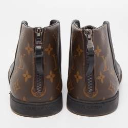 Louis Vuitton Brown/Black Monogram Canvas and Leather Line Up Sneakers Size 43.5 