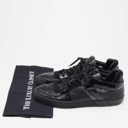Louis Vuitton Black Patent Leather and Python Low Top Sneakers Size 43