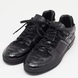 Louis Vuitton Black Patent Leather and Python Low Top Sneakers Size 43