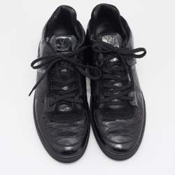 Louis Vuitton Black Patent Leather and Python Low Top Sneakers Size 43
