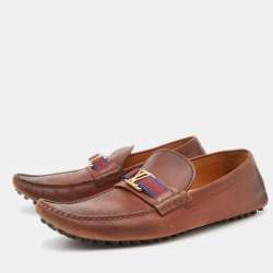 Louis Vuitton Brown Leather Hockenheim Slip On Loafers Size 41
