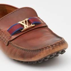 Louis Vuitton Brown Leather Hockenheim Slip On Loafers Size 41