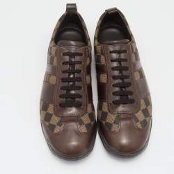 Louis Vuitton Two Tone Damier Ebene Fabric And Leather Low Top Sneakers Size 43