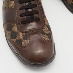 Louis Vuitton Two Tone Damier Ebene Fabric And Leather Low Top Sneakers Size 43