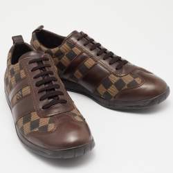 Louis Vuitton Two Tone Damier Ebene Fabric And Leather Low Top Sneakers Size 43